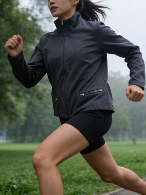 Talbots Black Zip-Front Utility Jacket L